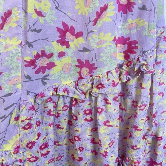 Sundance Pretty Petals Tiered Ruffle Purple Floral Maxi Dress Cotton Size Medium - Picture 5 of 10